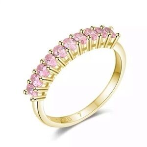 18kt Gold Plated 925 Sterling Silver Stackable Dazzling Pink Cubic Zirconia Ring